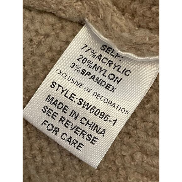 See and Be Seen Array of Flowers Embroidered Tan Sweater Medium - Picture 7 of 11